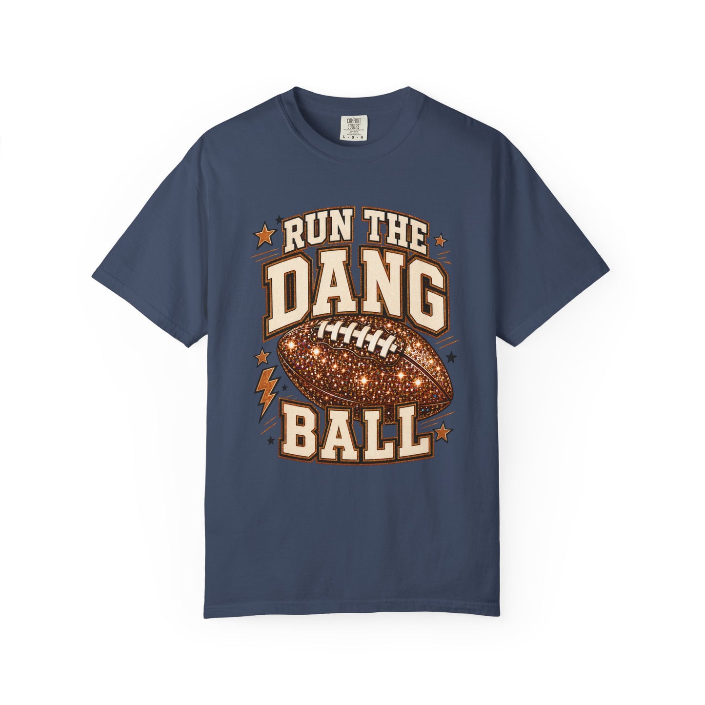 Run the Dang Ball Football T-Shirt — Retro Glitter Football Graphic Tee