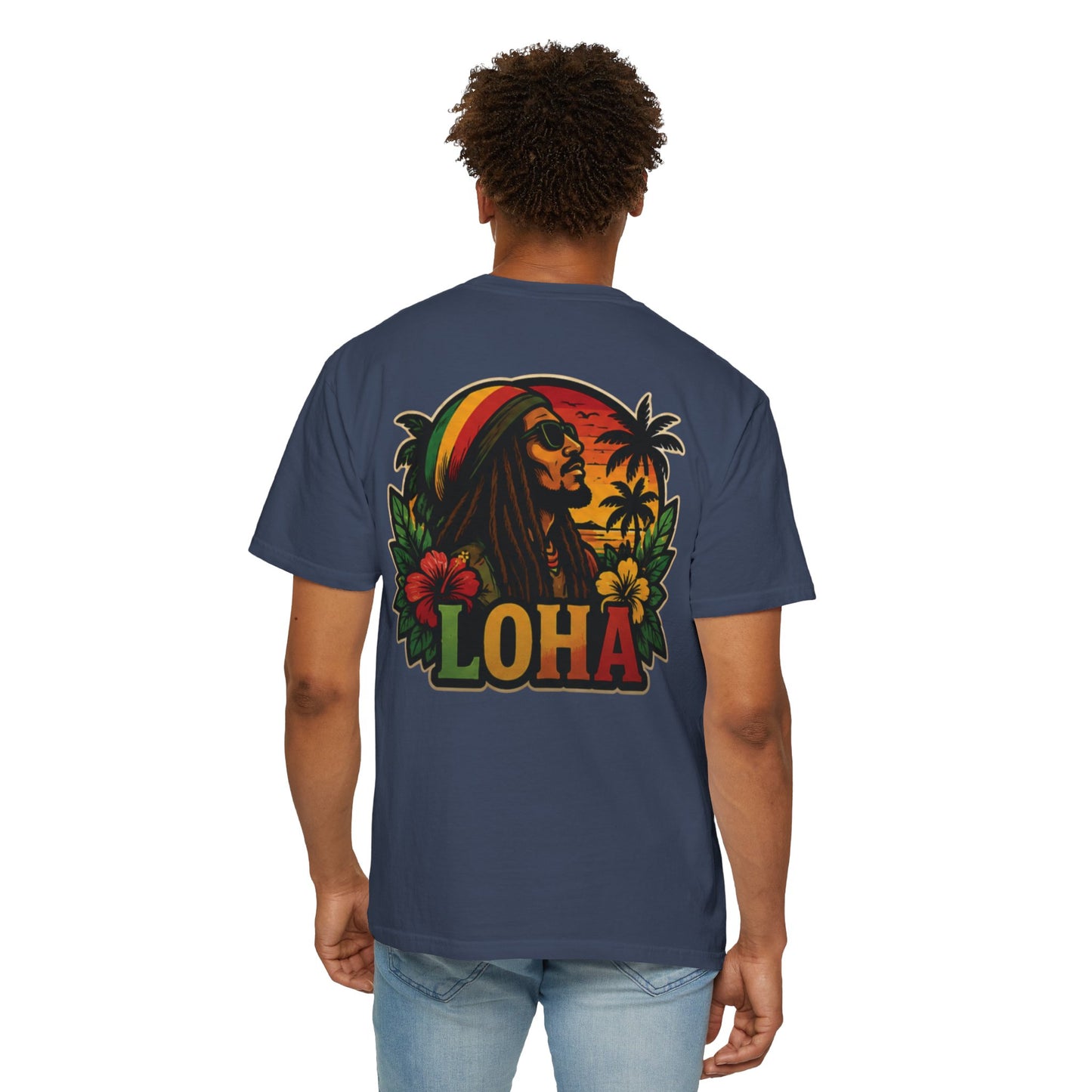 Rasta Aloha T-Shirt — "LOHA" Reggae Sunset Tee