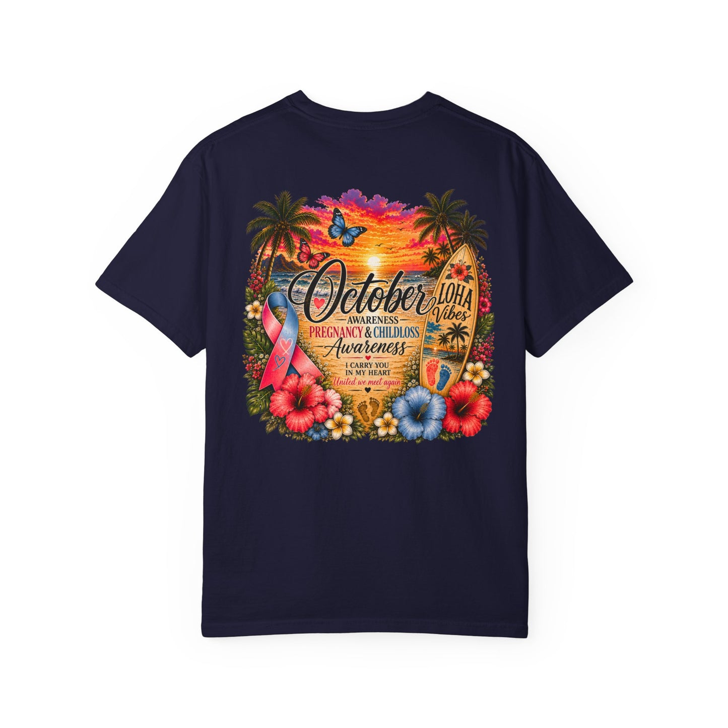 T-Shirt — October Pregnancy & Childloss Awareness Sunset Floral Backprint