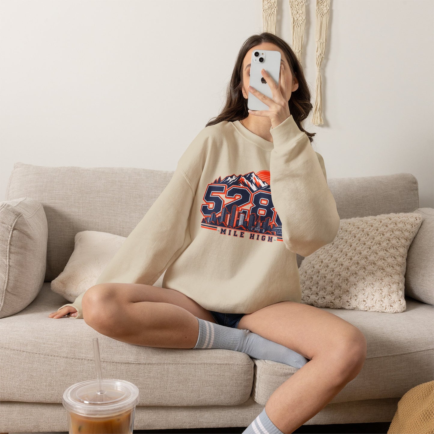 5280 Mile High Sweatshirt — Denver Mountain Graphic Crewneck