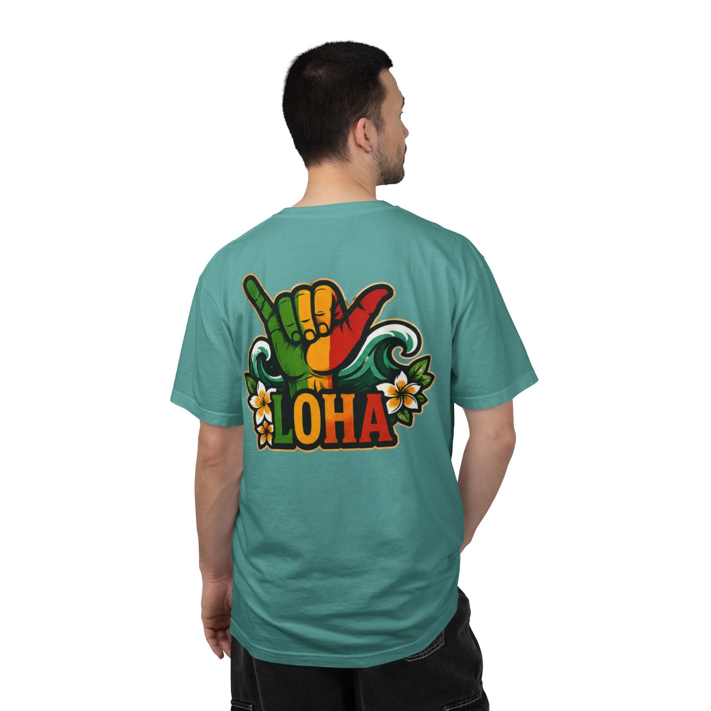 Loha Shaka T-Shirt — Retro Surf Hawaiian Tee with "LOHA" Back Graphic