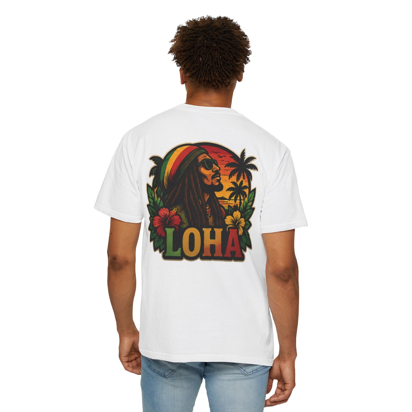 Rasta Aloha T-Shirt — "LOHA" Reggae Sunset Tee