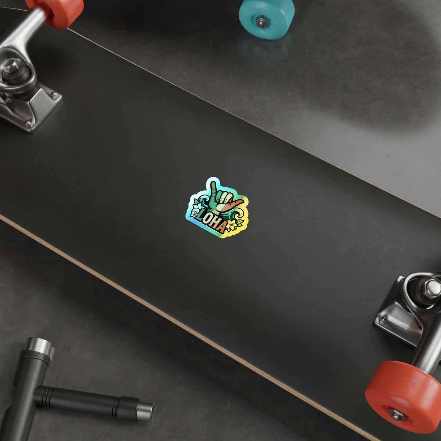 Holographic "Loha" Shaka Sticker — Die-Cut Surf Vibe
