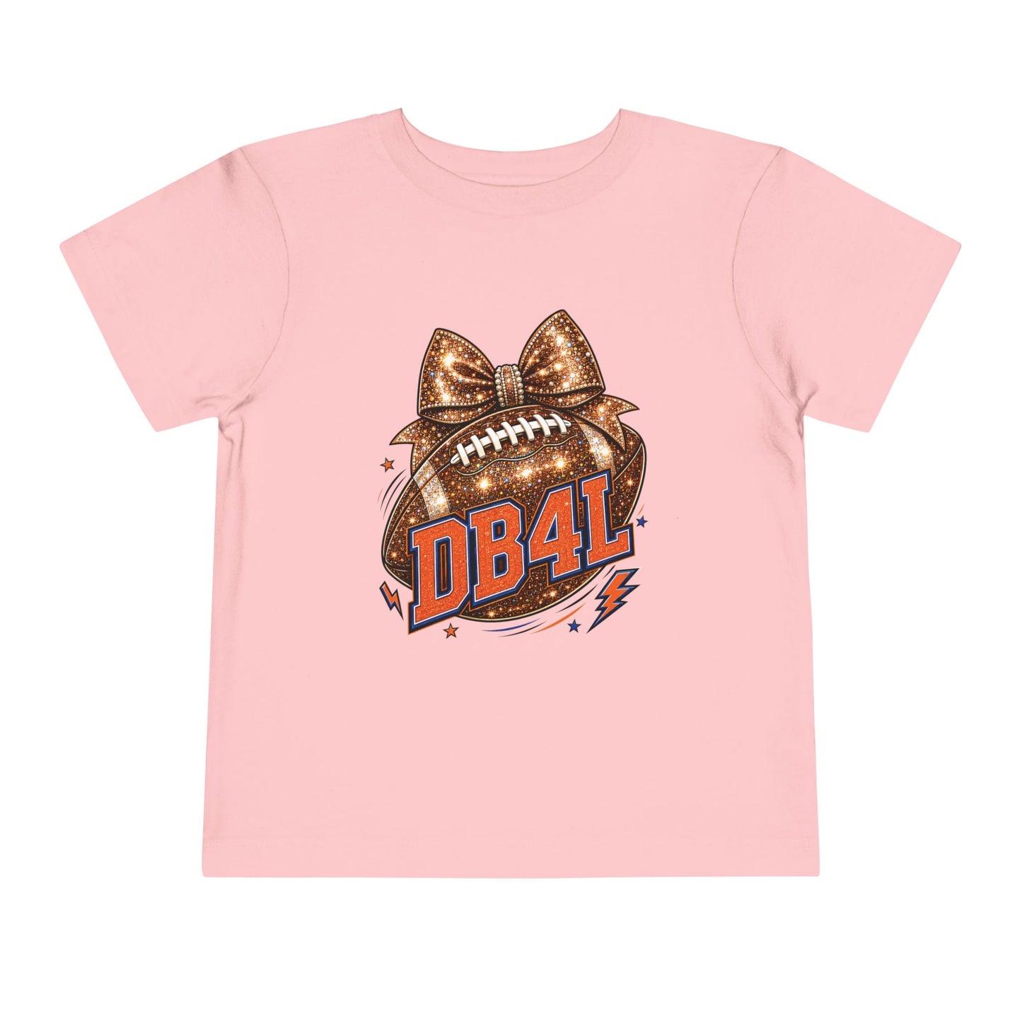 Toddler Tee — Glitter Football Bow "DB4L" Kids' Game Day Shirt