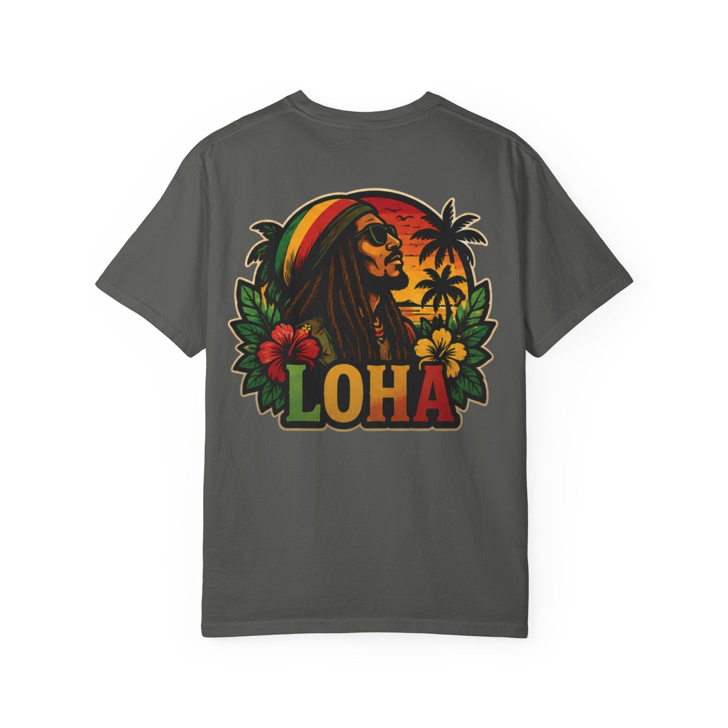 Rasta Aloha T-Shirt — "LOHA" Reggae Sunset Tee