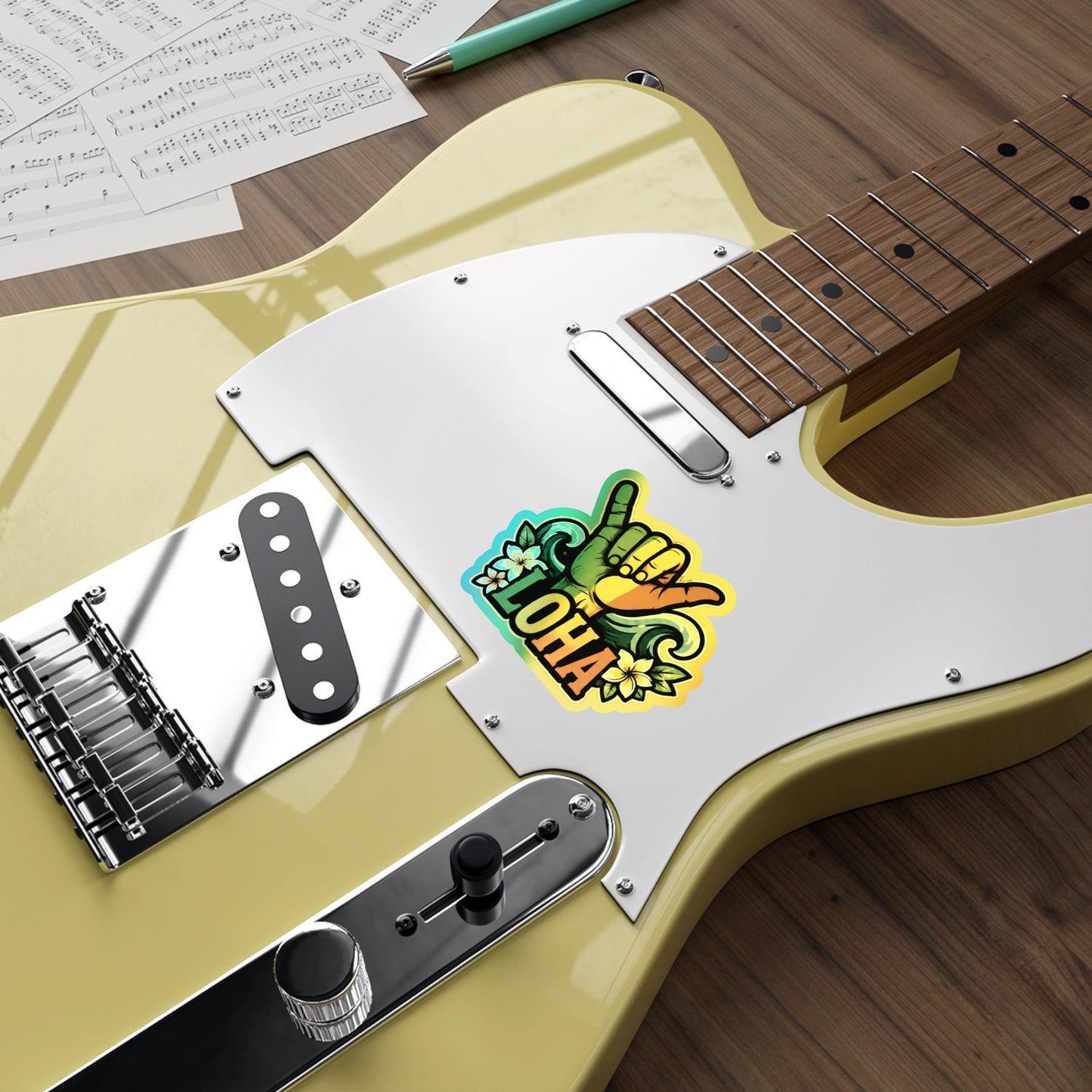 Holographic "Loha" Shaka Sticker — Die-Cut Surf Vibe