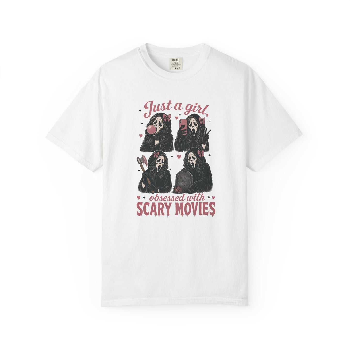 Just a Girl Obsessed with Scary Movies T-Shirt | Horror Mask Design