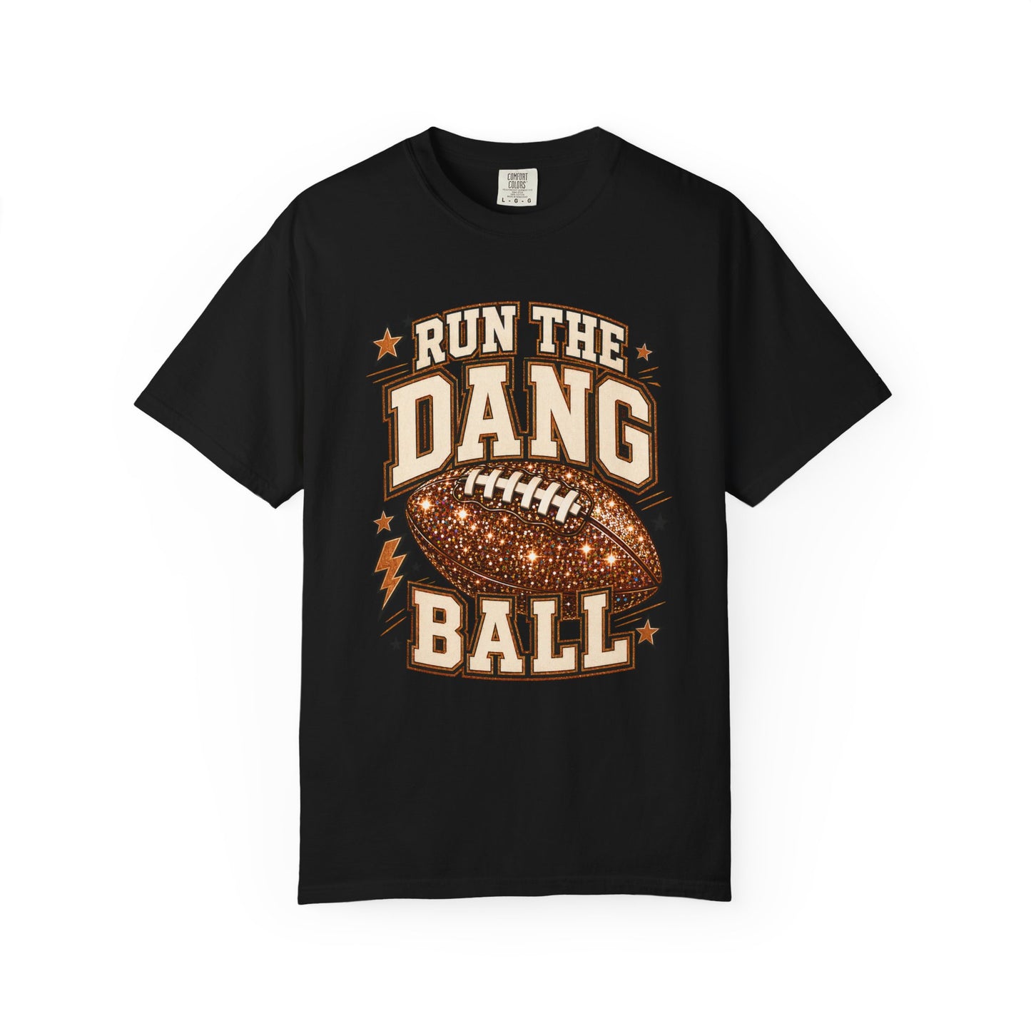 Run the Dang Ball Football T-Shirt — Retro Glitter Football Graphic Tee