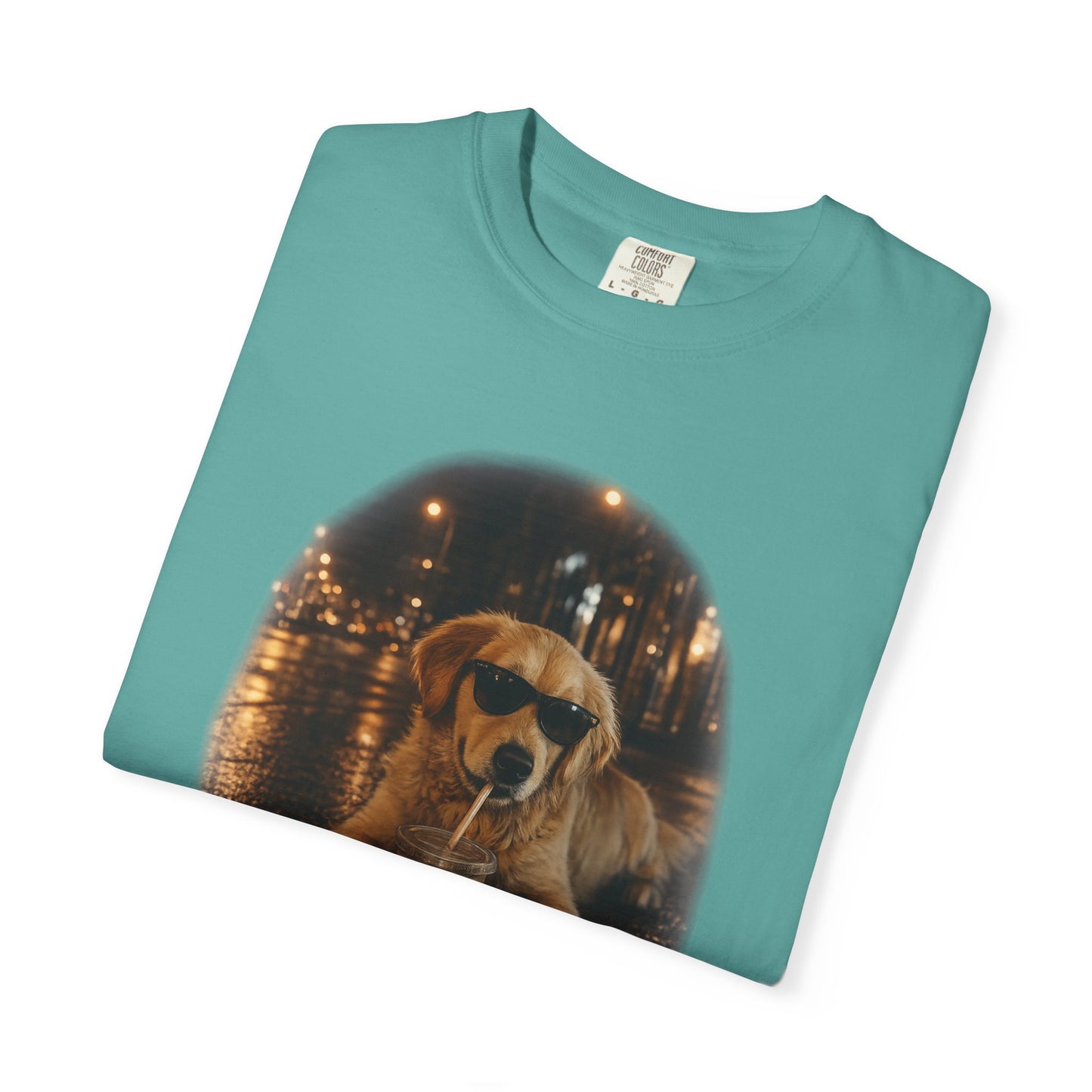 Dog with Sunglasses T-Shirt — Cool Golden Retriever Night Scene Tee