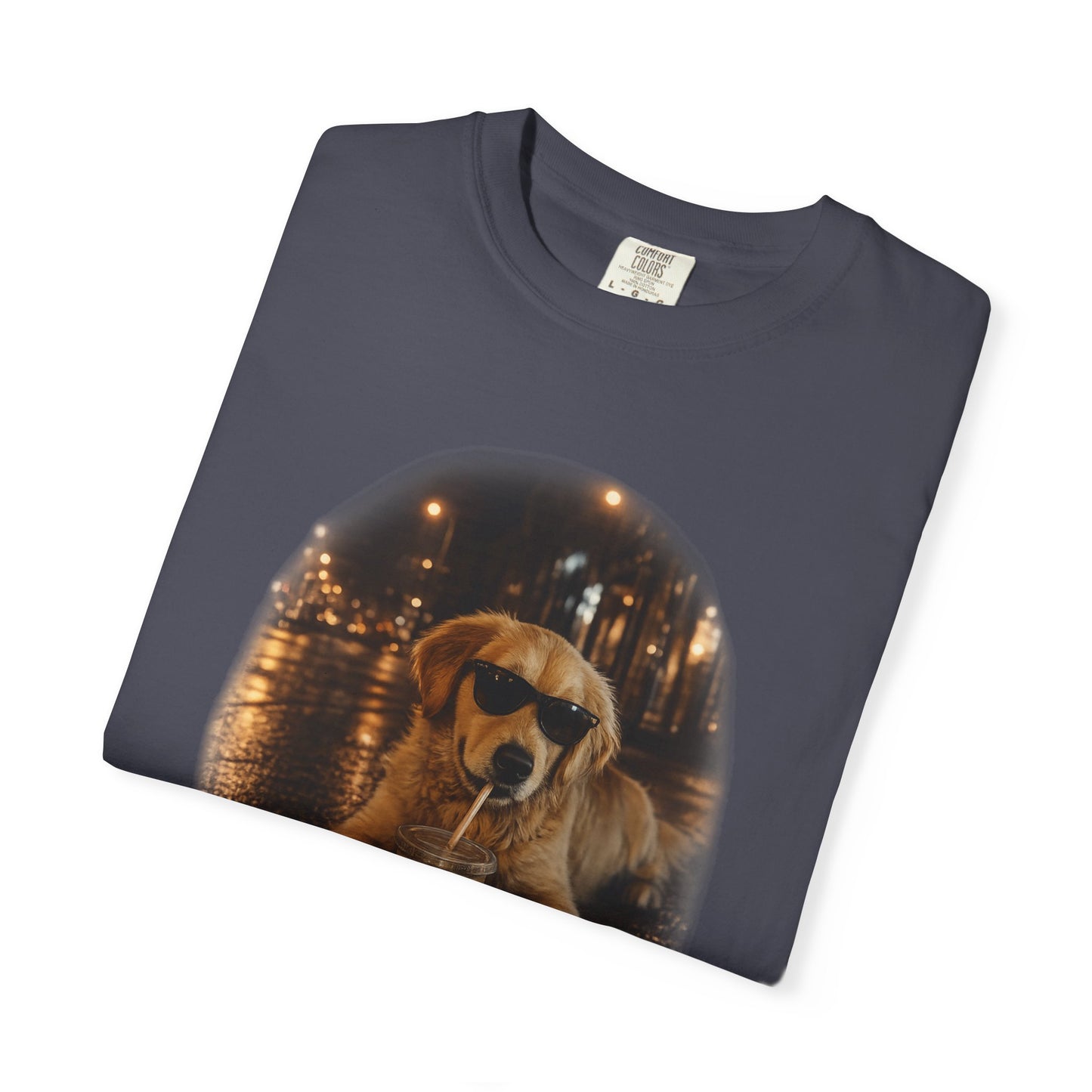 Dog with Sunglasses T-Shirt — Cool Golden Retriever Night Scene Tee
