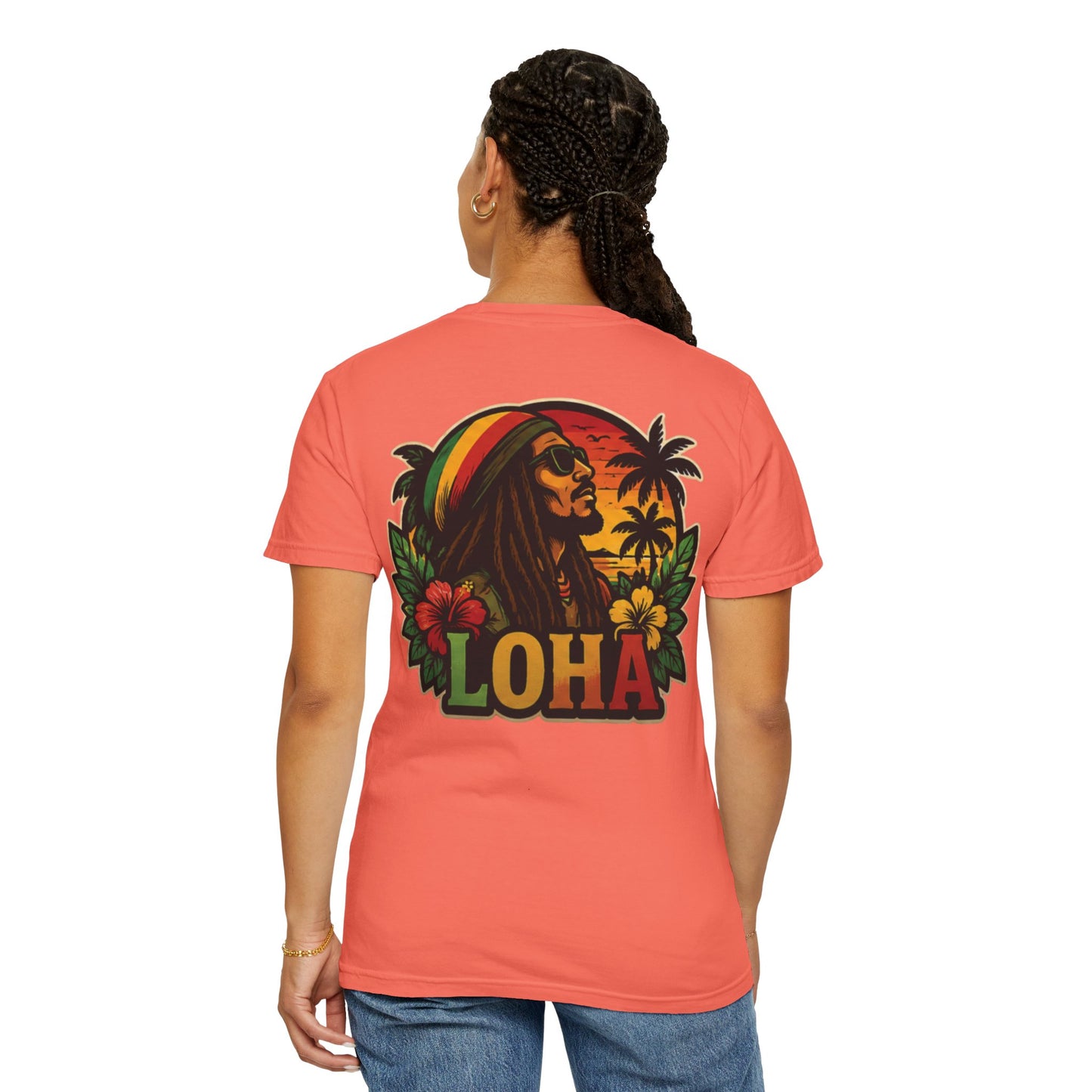 Rasta Aloha T-Shirt — "LOHA" Reggae Sunset Tee