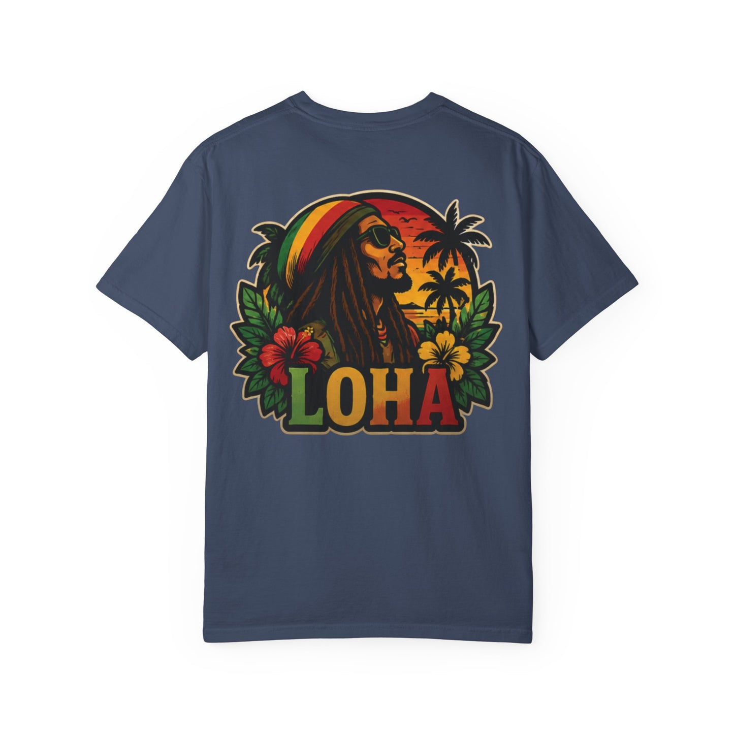 Rasta Aloha T-Shirt — "LOHA" Reggae Sunset Tee