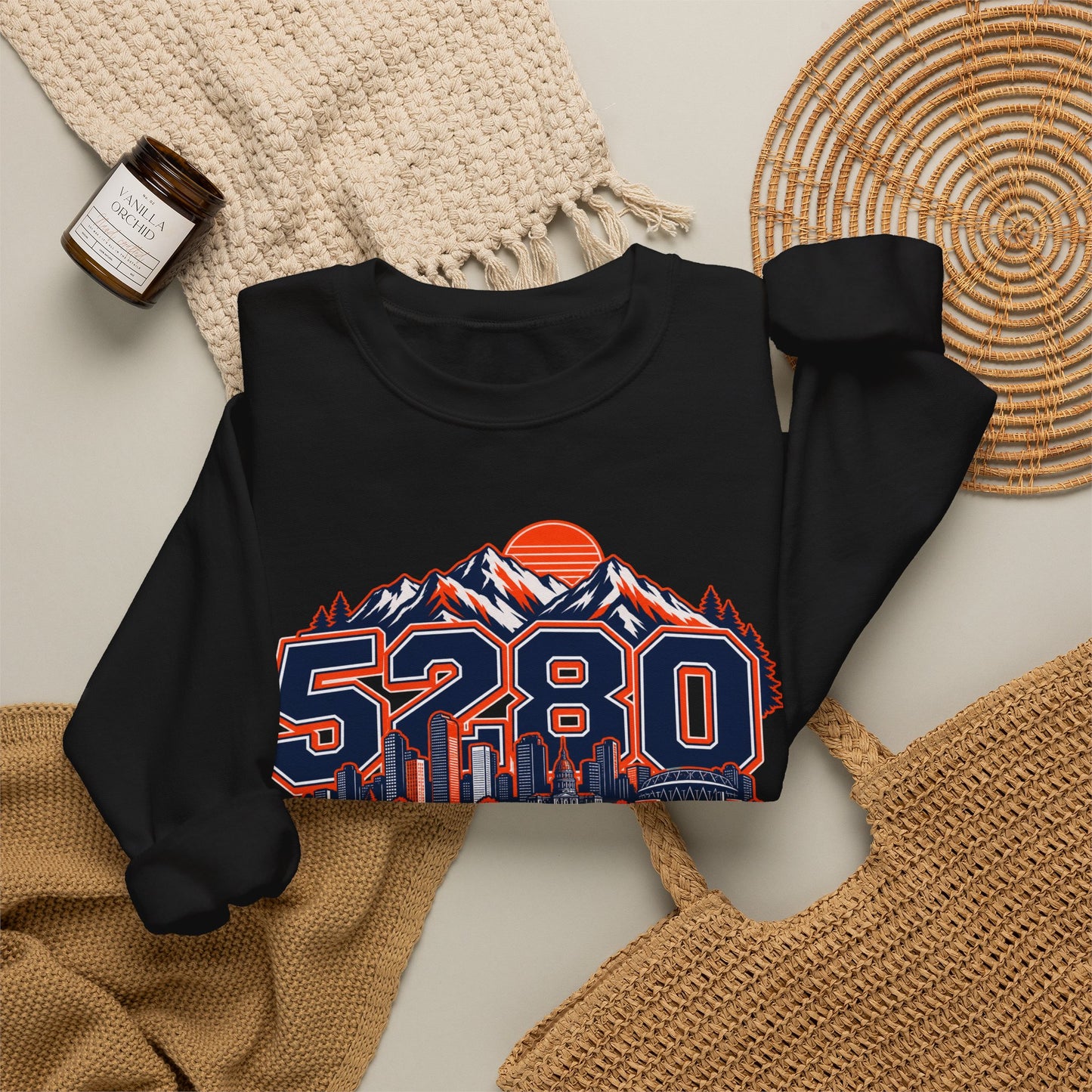 5280 Mile High Sweatshirt — Denver Mountain Graphic Crewneck