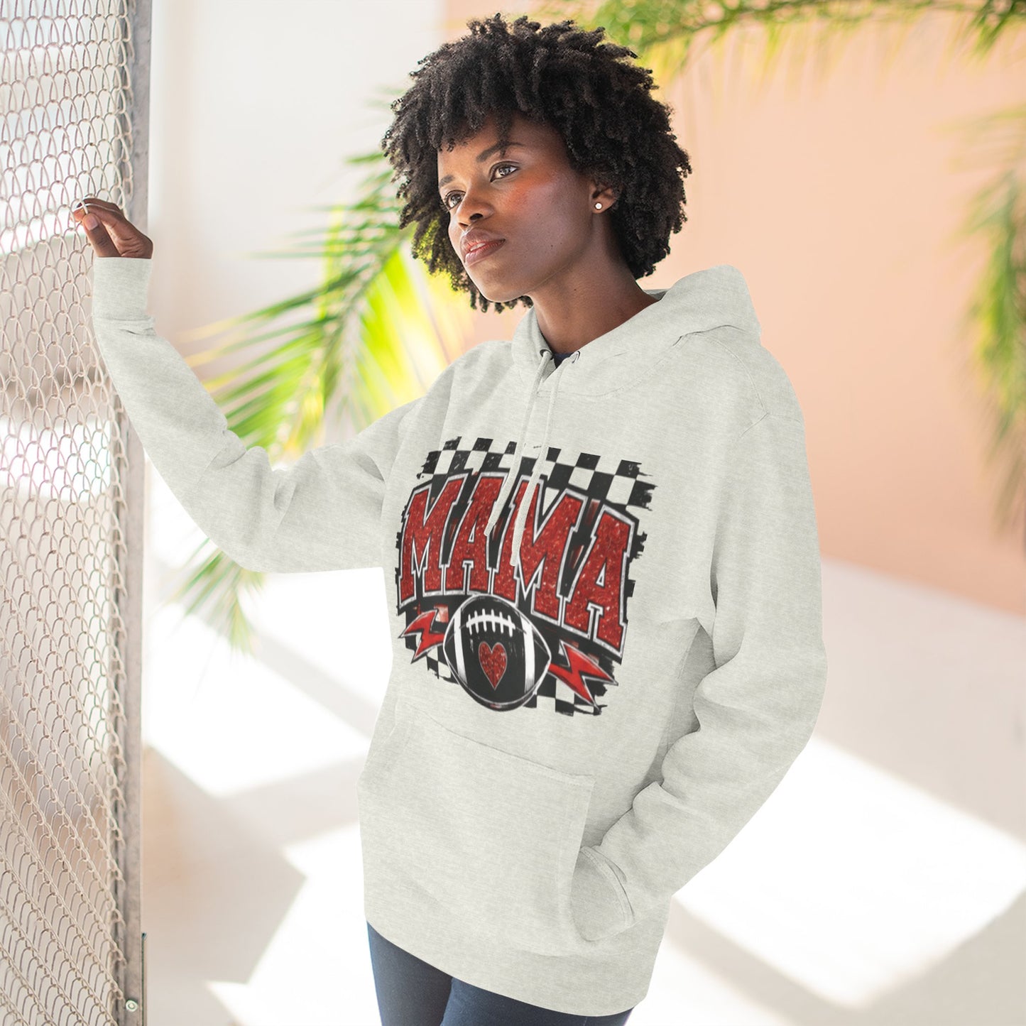 Mama Football Hoodie — #10 Player Mom Fleece Pullover