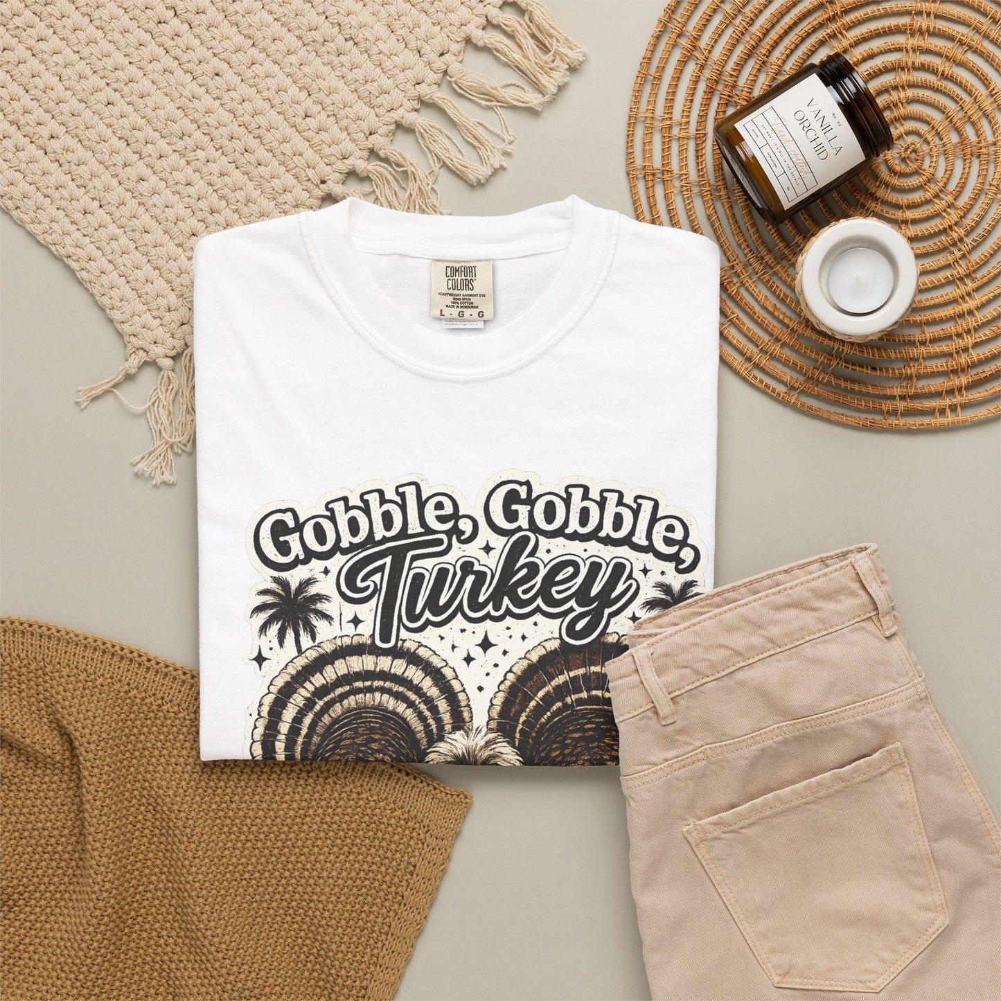 Gobble Gobble Turkey Butt T-shirt | Retro Thanksgiving Turkey Trio, Fall Holiday Tee