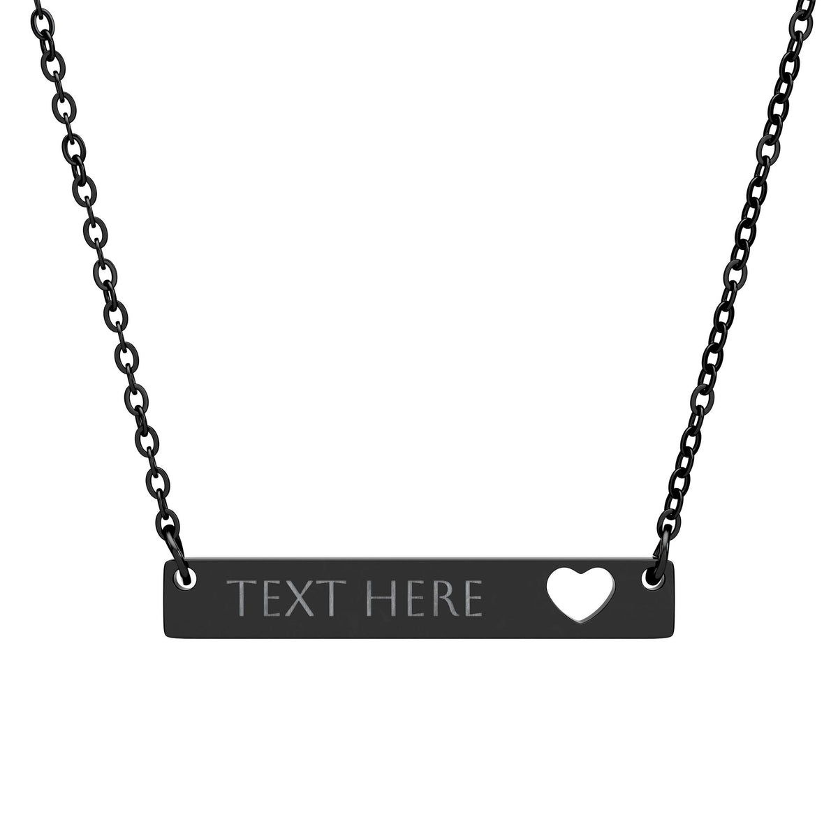 Personalized Cutout Heart Bar Necklace – Custom Engraved Jewelry Gift