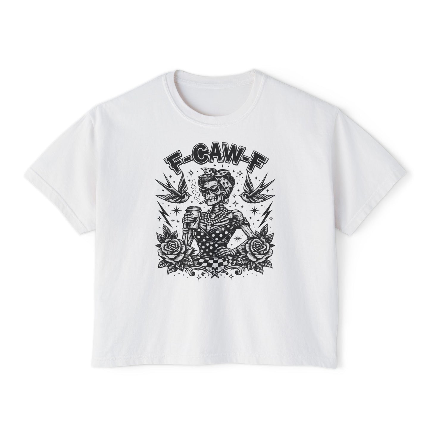 Graphic Tee — 'F-GAW-F' Retro Skull Pinup Design