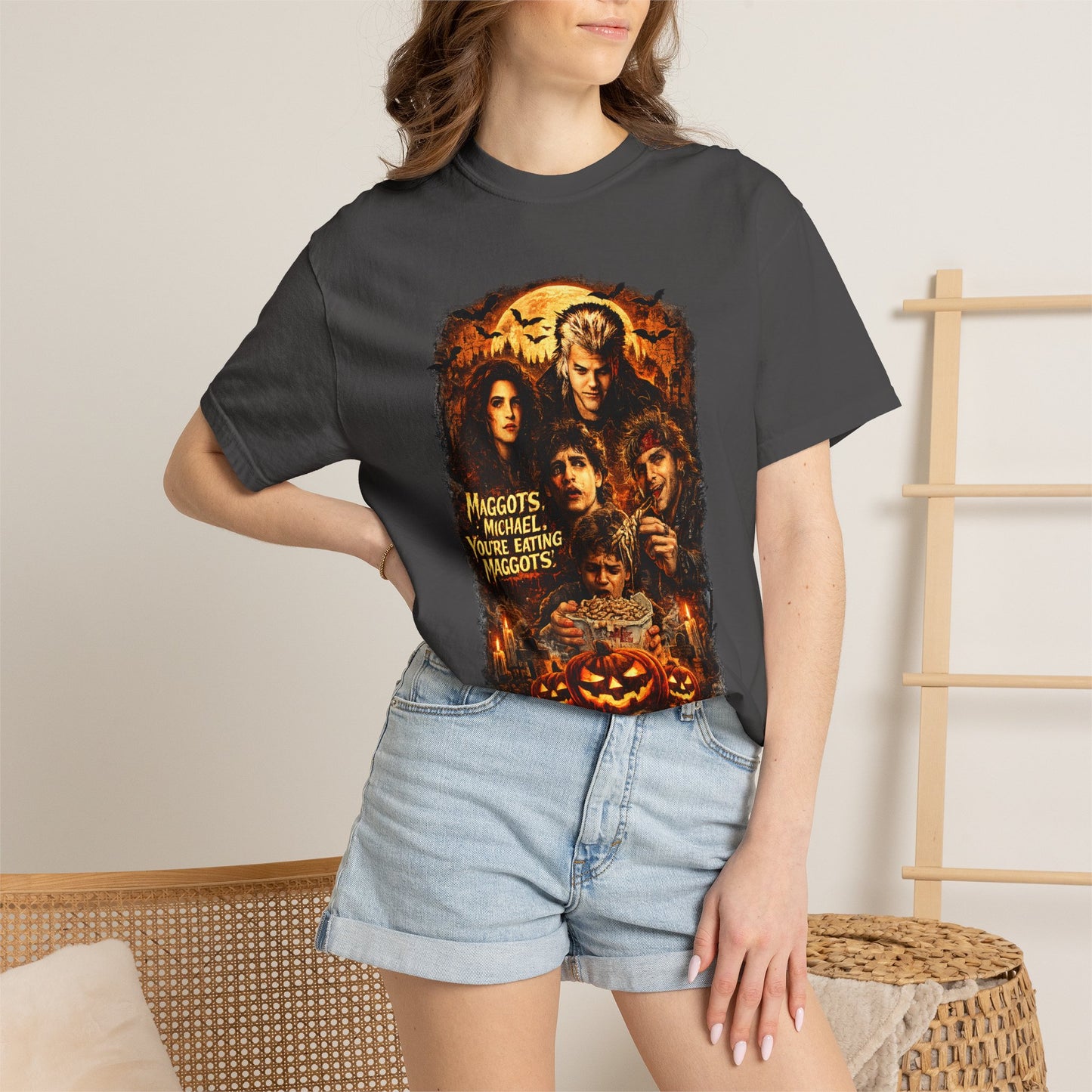 Horror Movie Collage T-shirt | Halloween Pumpkin Skull Design