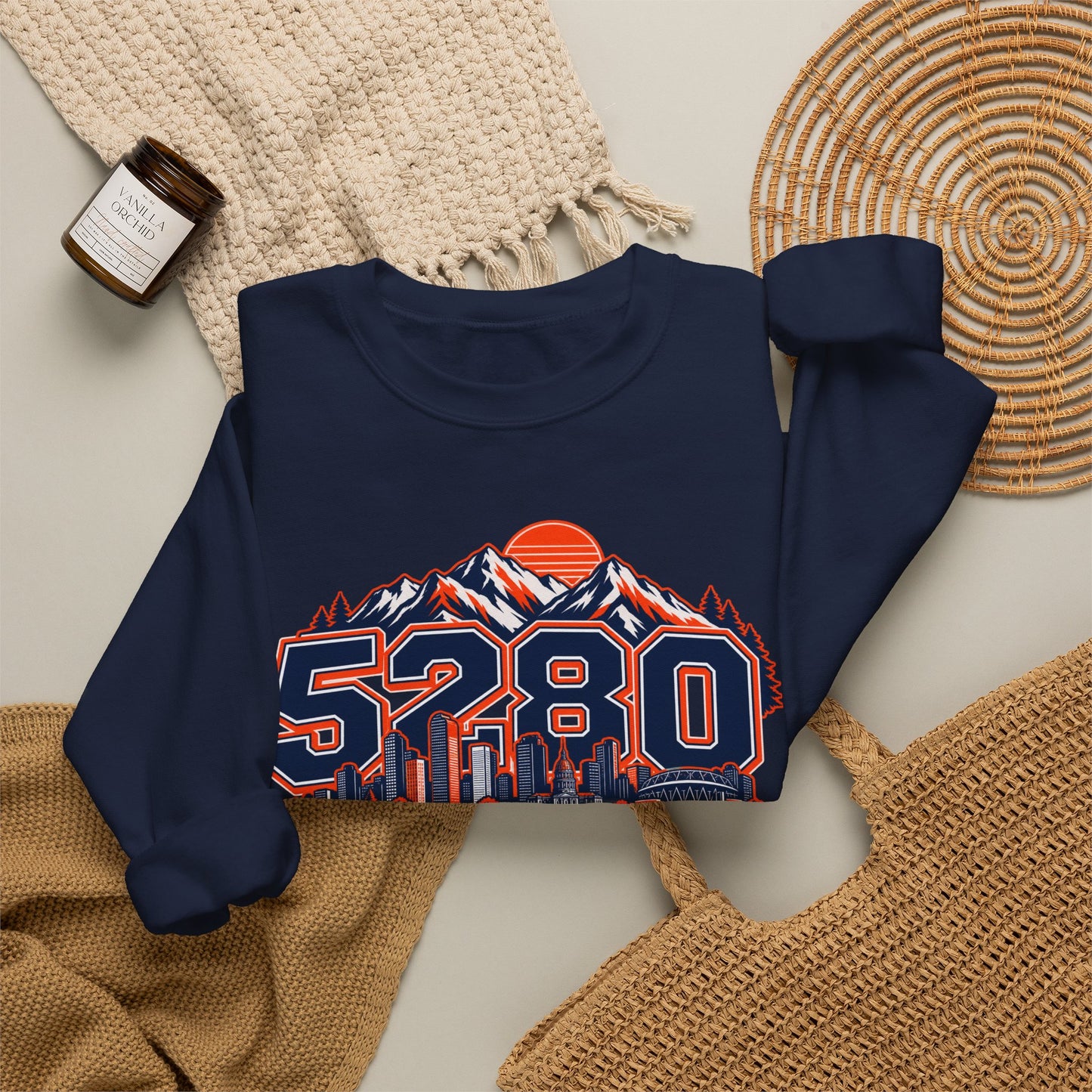 5280 Mile High Sweatshirt — Denver Mountain Graphic Crewneck