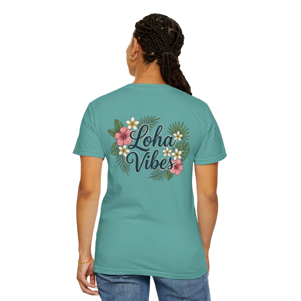 Loha Vibes T-Shirt — Tropical Floral Back Print