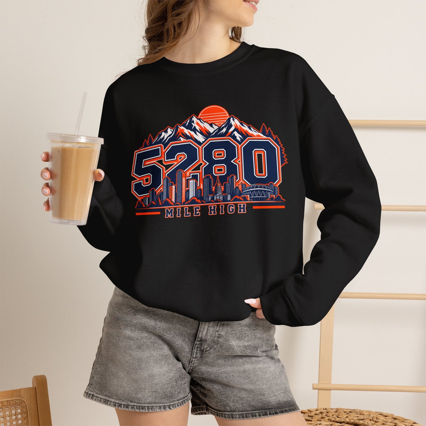 5280 Mile High Sweatshirt — Denver Mountain Graphic Crewneck