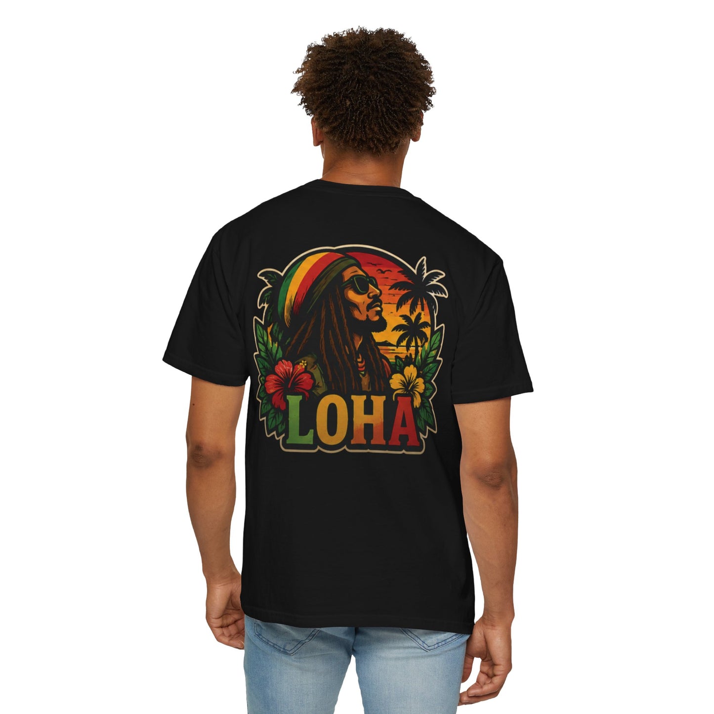 Rasta Aloha T-Shirt — "LOHA" Reggae Sunset Tee