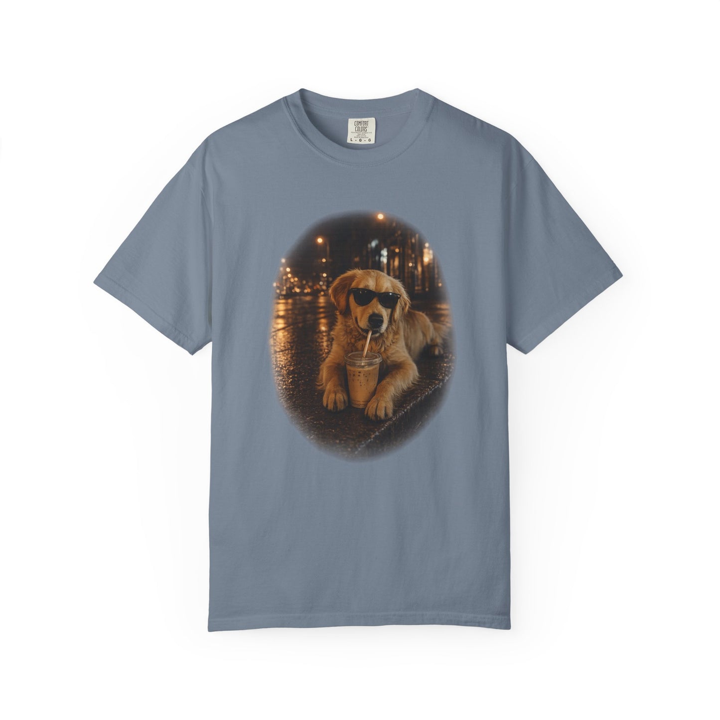Dog with Sunglasses T-Shirt — Cool Golden Retriever Night Scene Tee