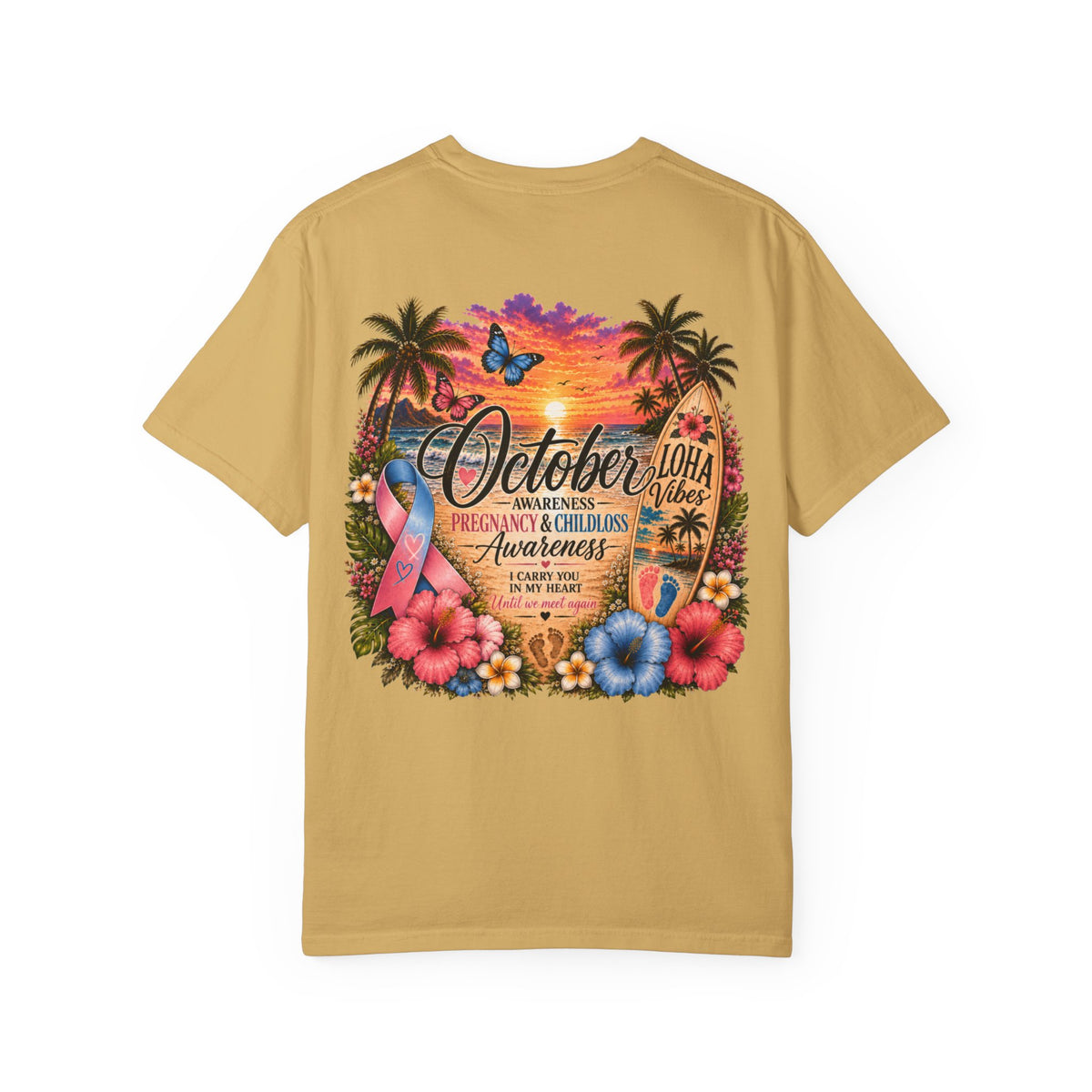 October Child & Pregnancy Awareness T-Shirt — Hawaiian Sunset Awareness Tee