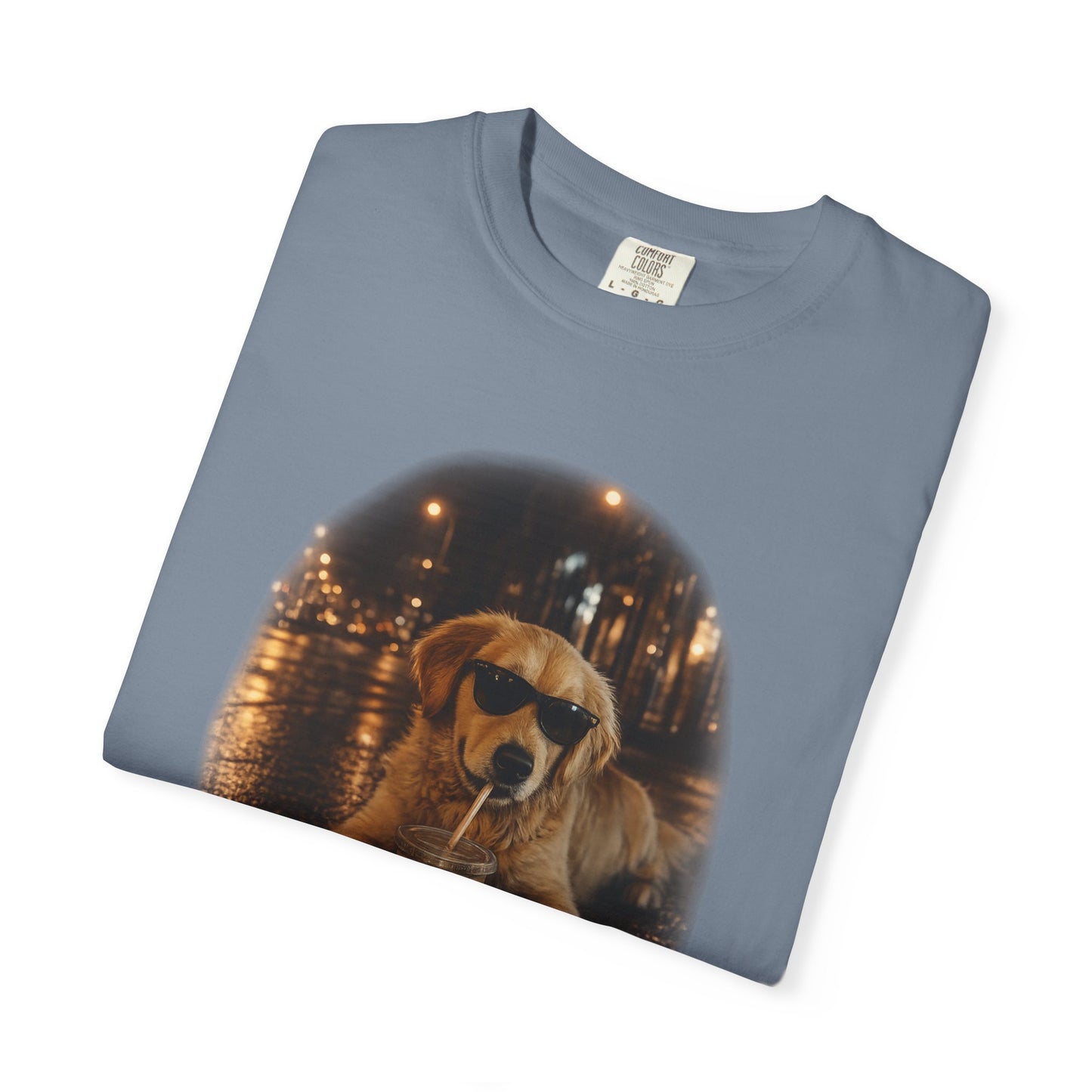 Dog with Sunglasses T-Shirt — Cool Golden Retriever Night Scene Tee