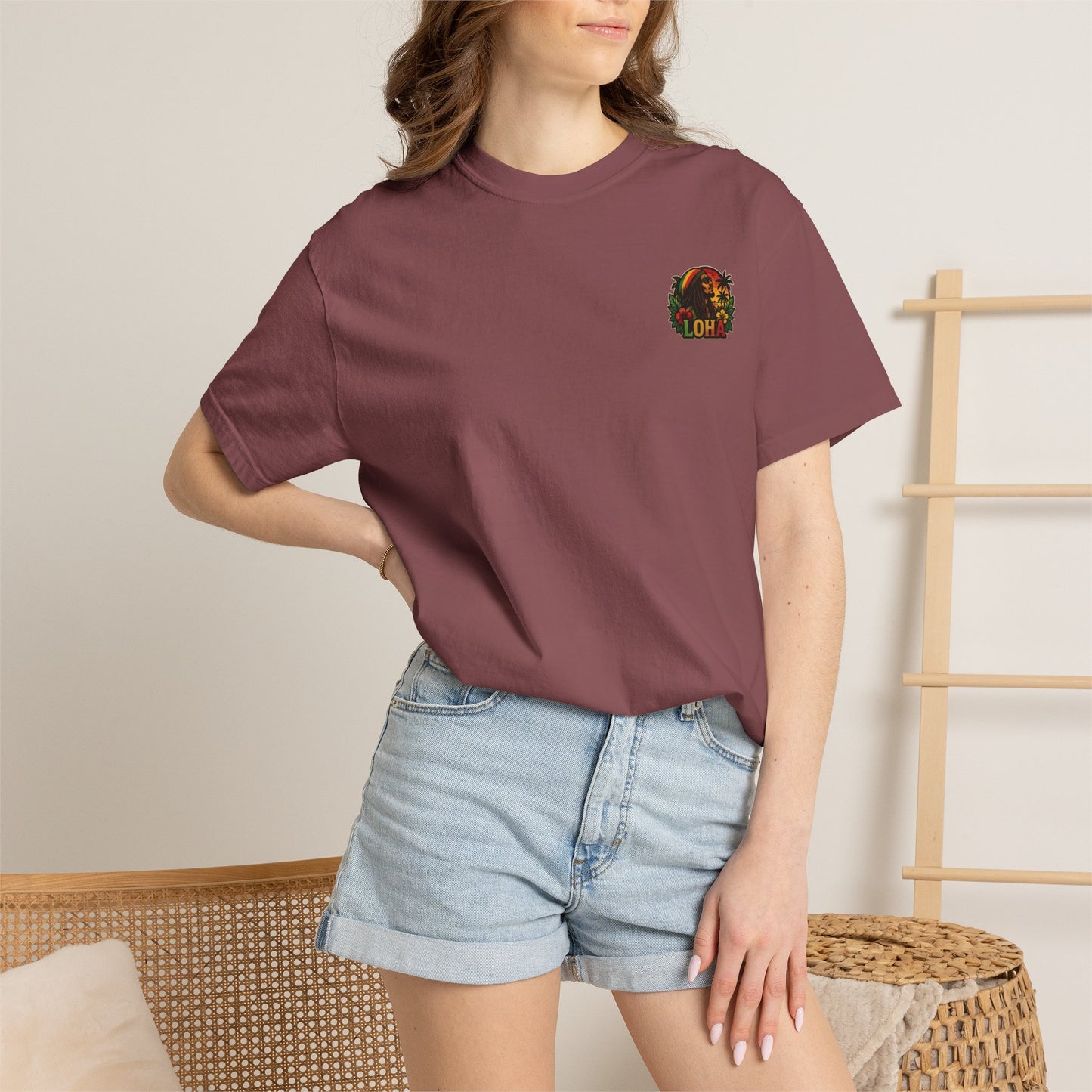 Rasta Aloha T-Shirt — "LOHA" Reggae Sunset Tee