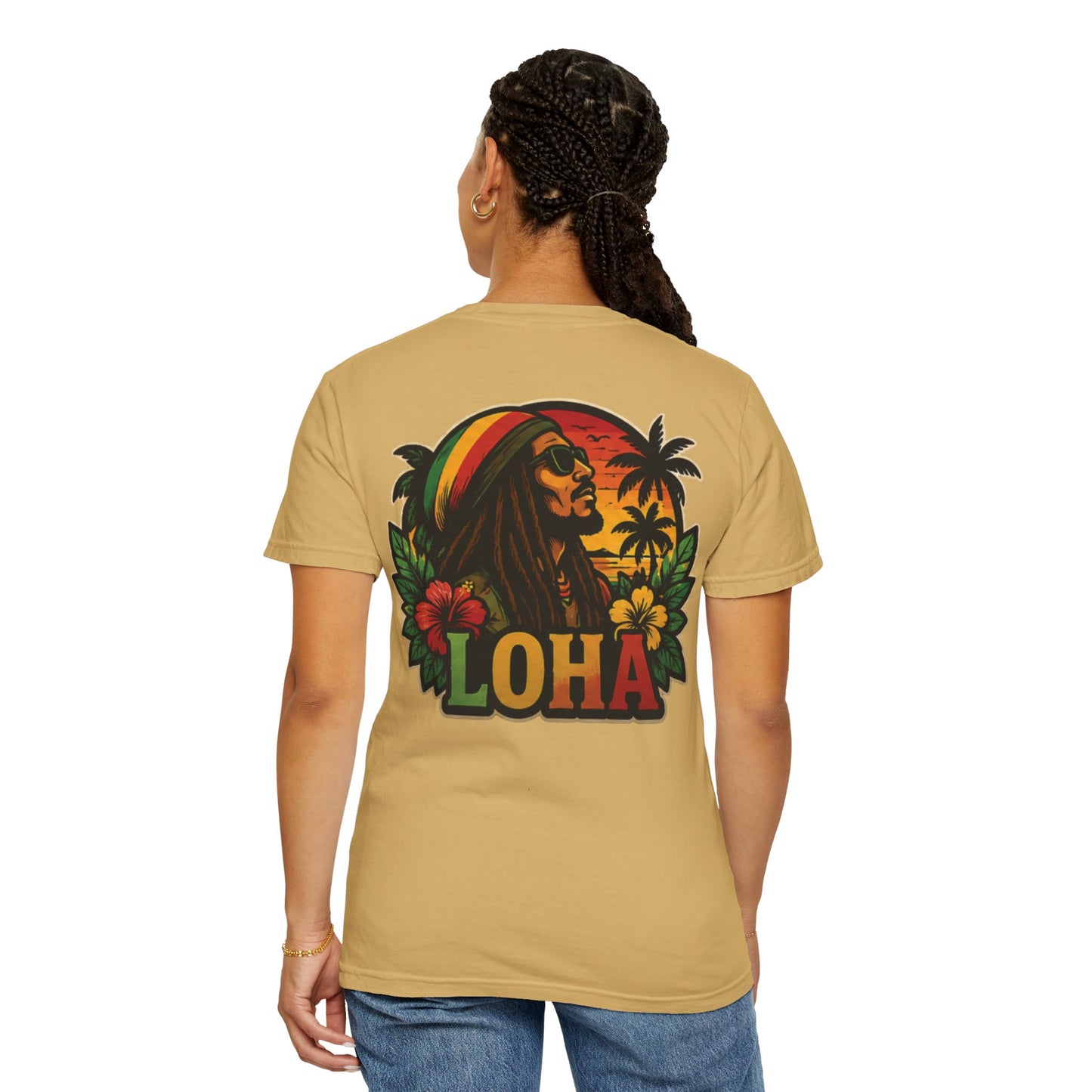 Rasta Aloha T-Shirt — "LOHA" Reggae Sunset Tee