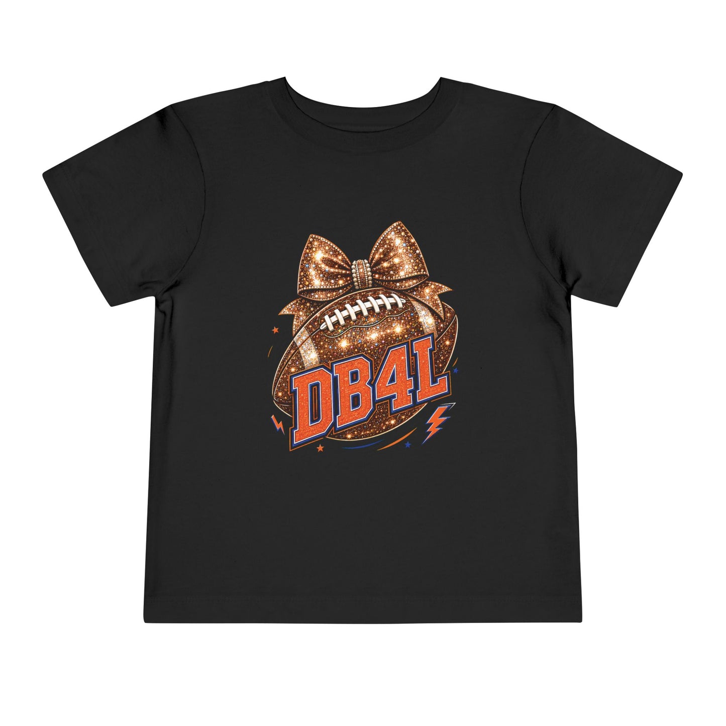 Toddler Tee — Glitter Football Bow "DB4L" Kids' Game Day Shirt