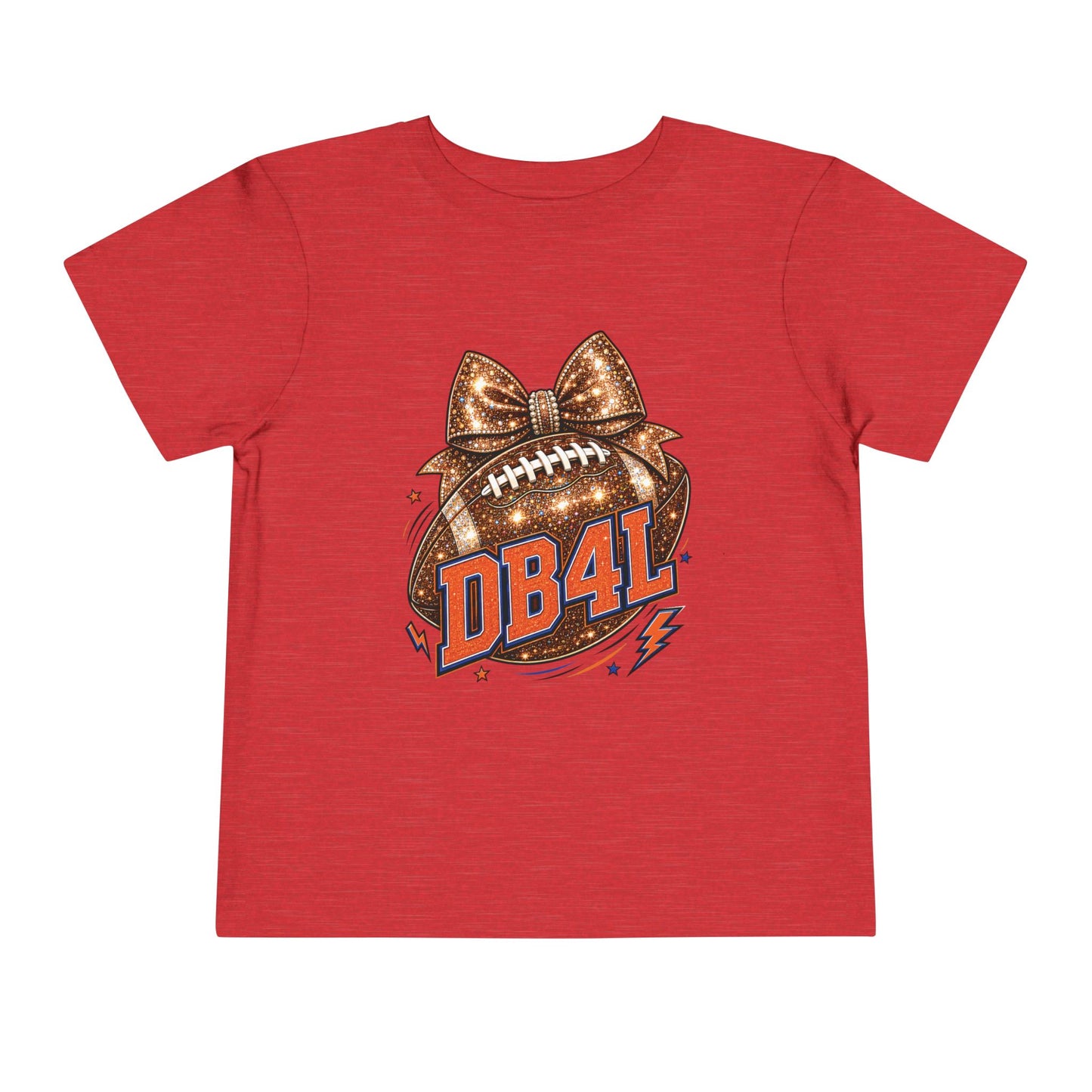 Toddler Tee — Glitter Football Bow "DB4L" Kids' Game Day Shirt