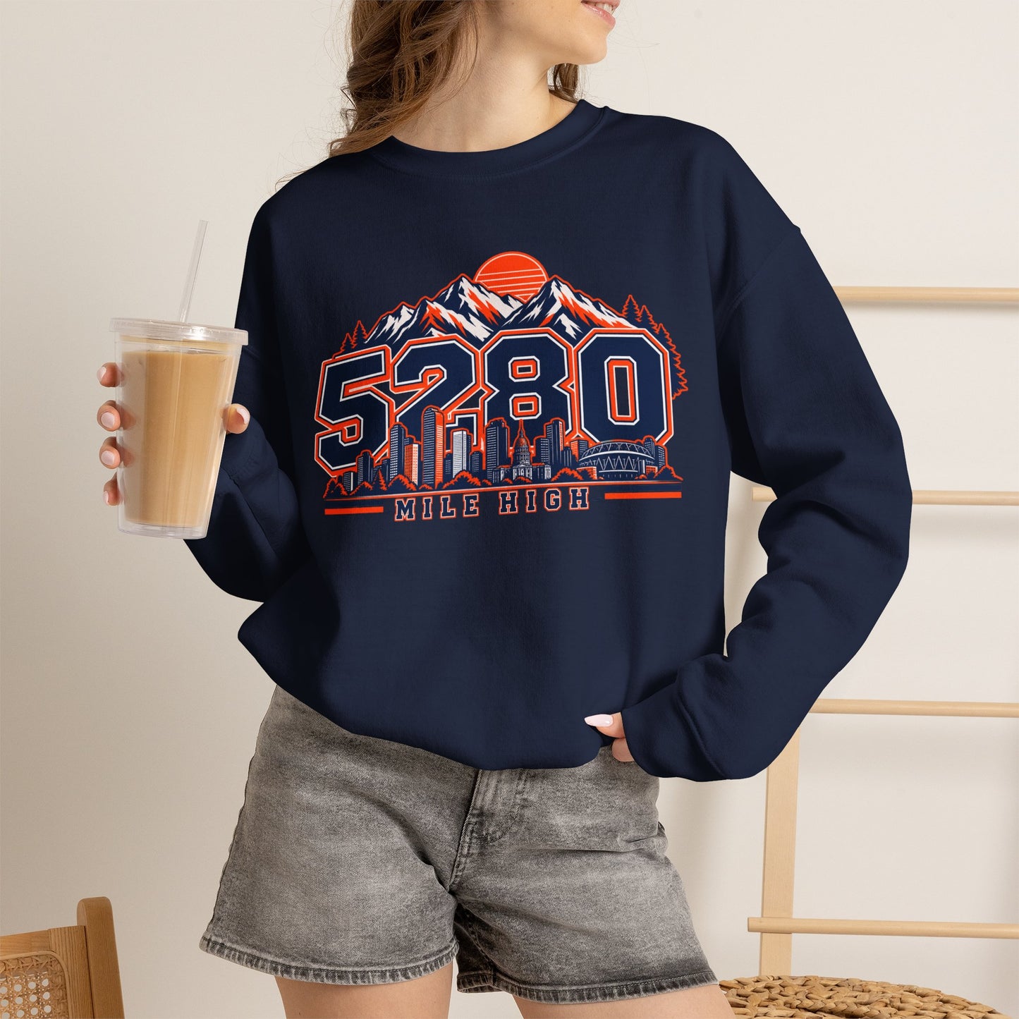 5280 Mile High Sweatshirt — Denver Mountain Graphic Crewneck