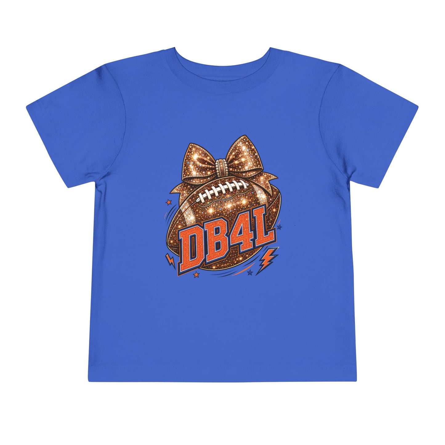 Toddler Tee — Glitter Football Bow "DB4L" Kids' Game Day Shirt